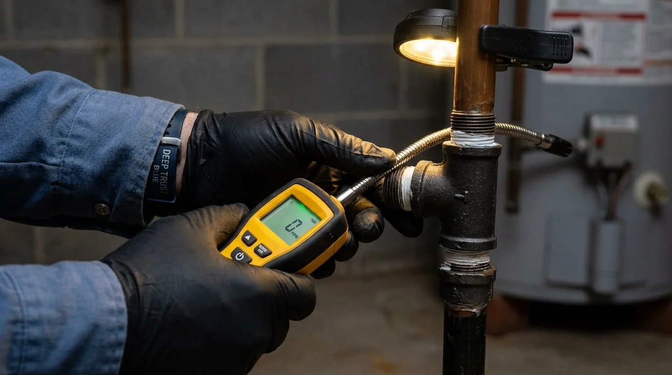 Gas leak detection with electronic sniffer by Johns Plumbing LLC in Whiteville